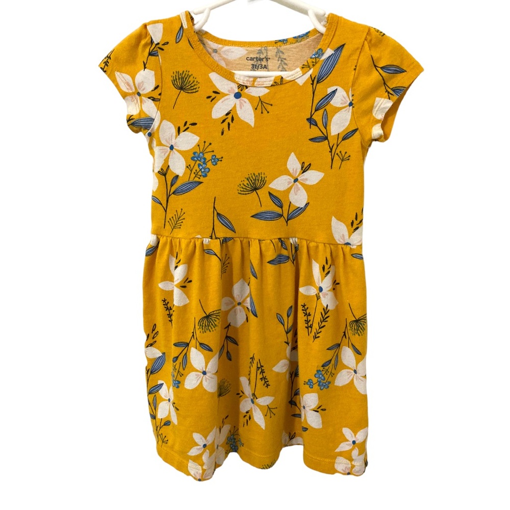 Carter's Yellow Floral Cotton Dress Size 3t
